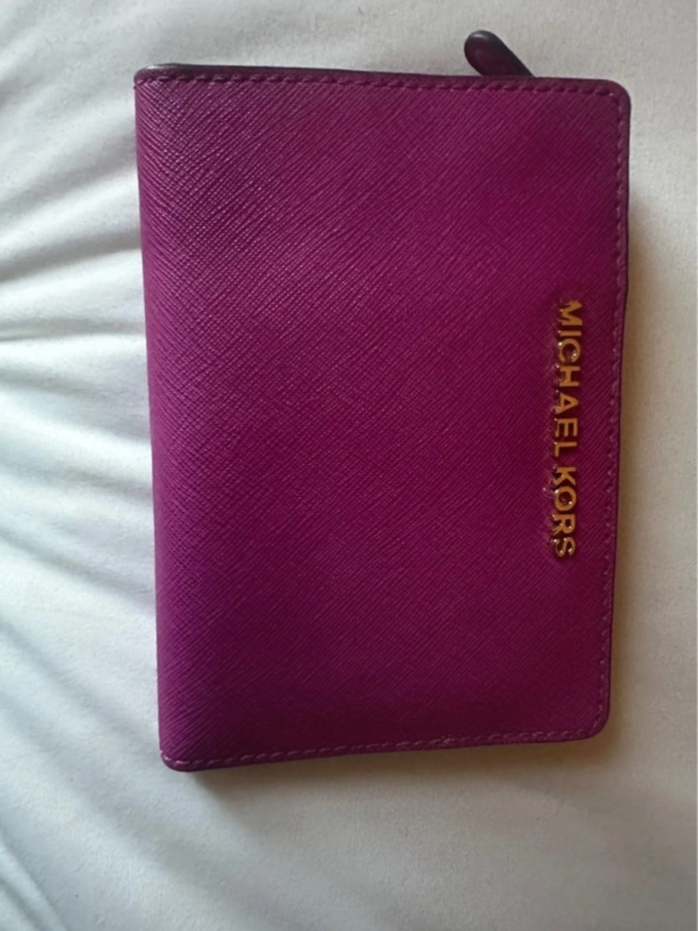 Michael Kors Magenta Passport/Card Holder with Gold Logo